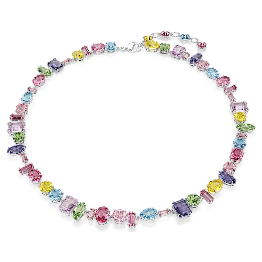 Swarovski Gema necklace Mixed cuts, Multicolored, Rhodium plated