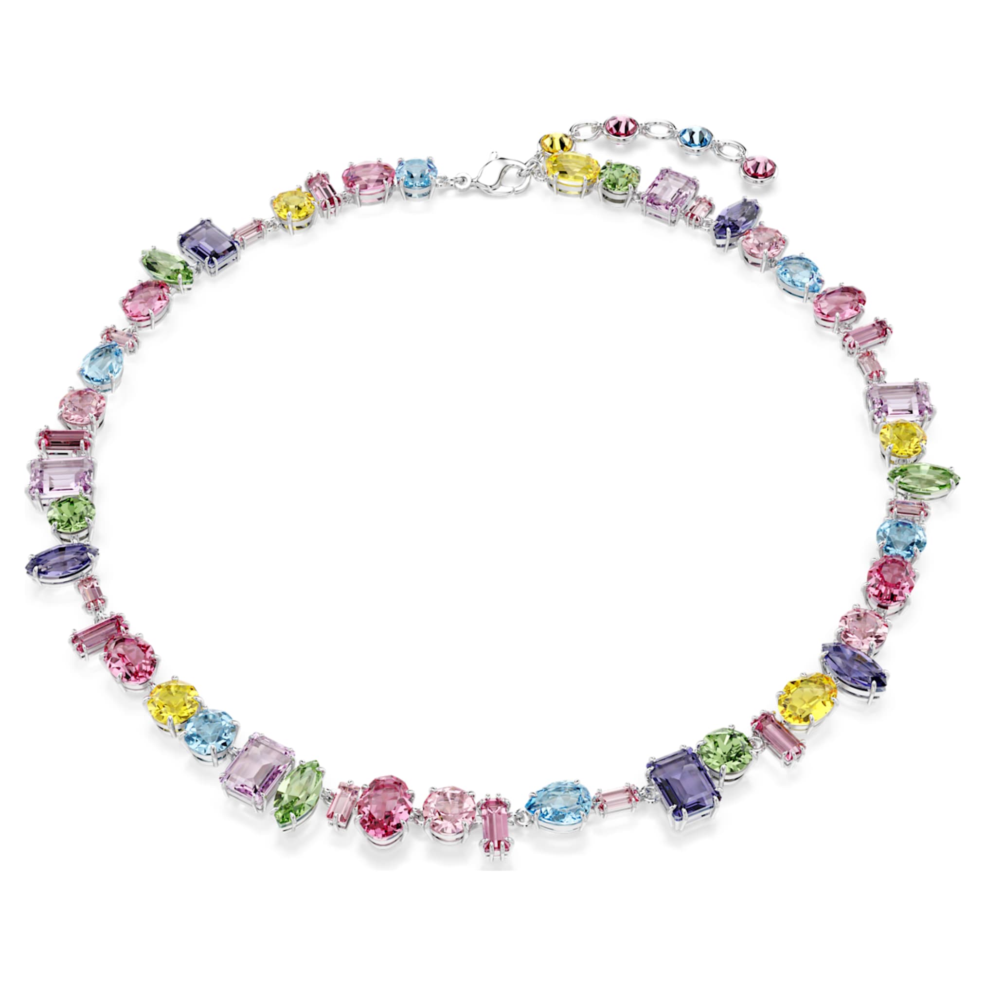 Swarovski Gema necklace Mixed cuts, Multicolored, Rhodium plated