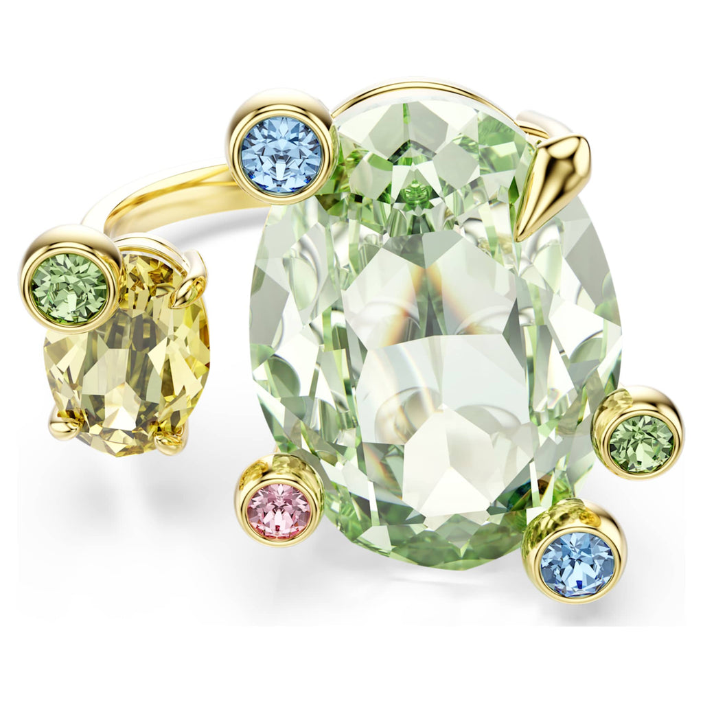 Swarovski Gema open ring Mixed cuts, Multicolored, 18K gold finish