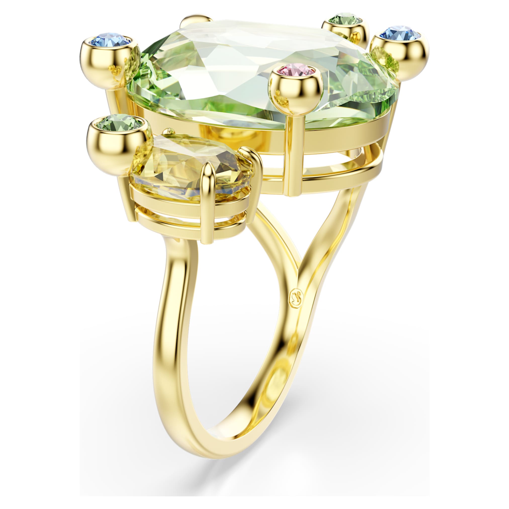 Swarovski Gema open ring Mixed cuts, Multicolored, 18K gold finish