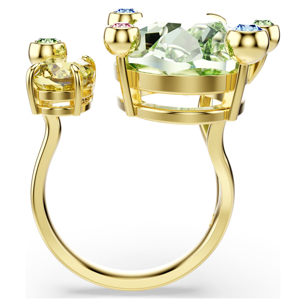 Swarovski Gema open ring Mixed cuts, Multicolored, 18K gold finish