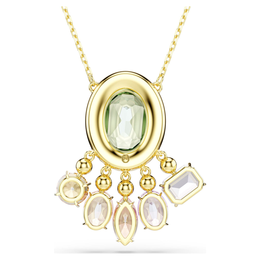 Swarovski Gema pendant Mixed cuts, Dangling crystals, Multicolored, 18K gold finish