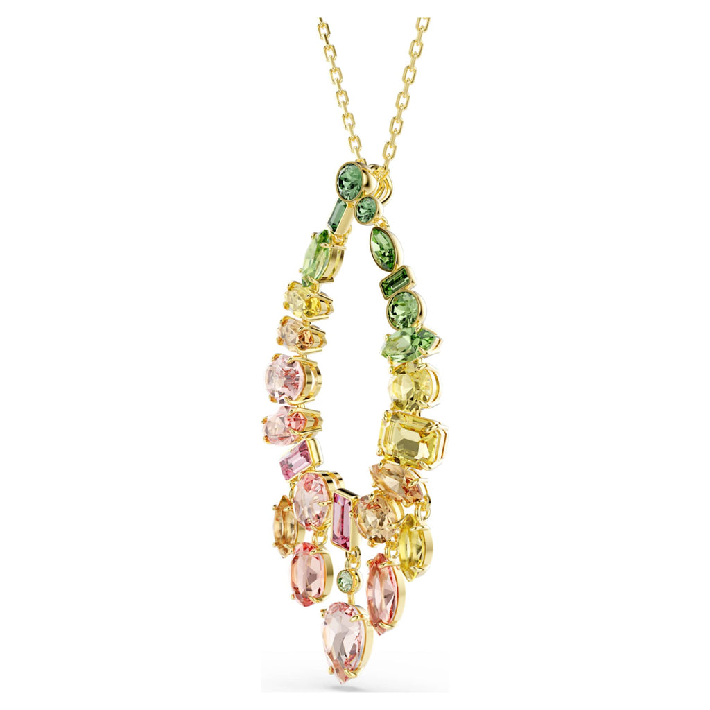 Swarovski Gema pendant Mixed cuts, Multicolored, 18K gold finish