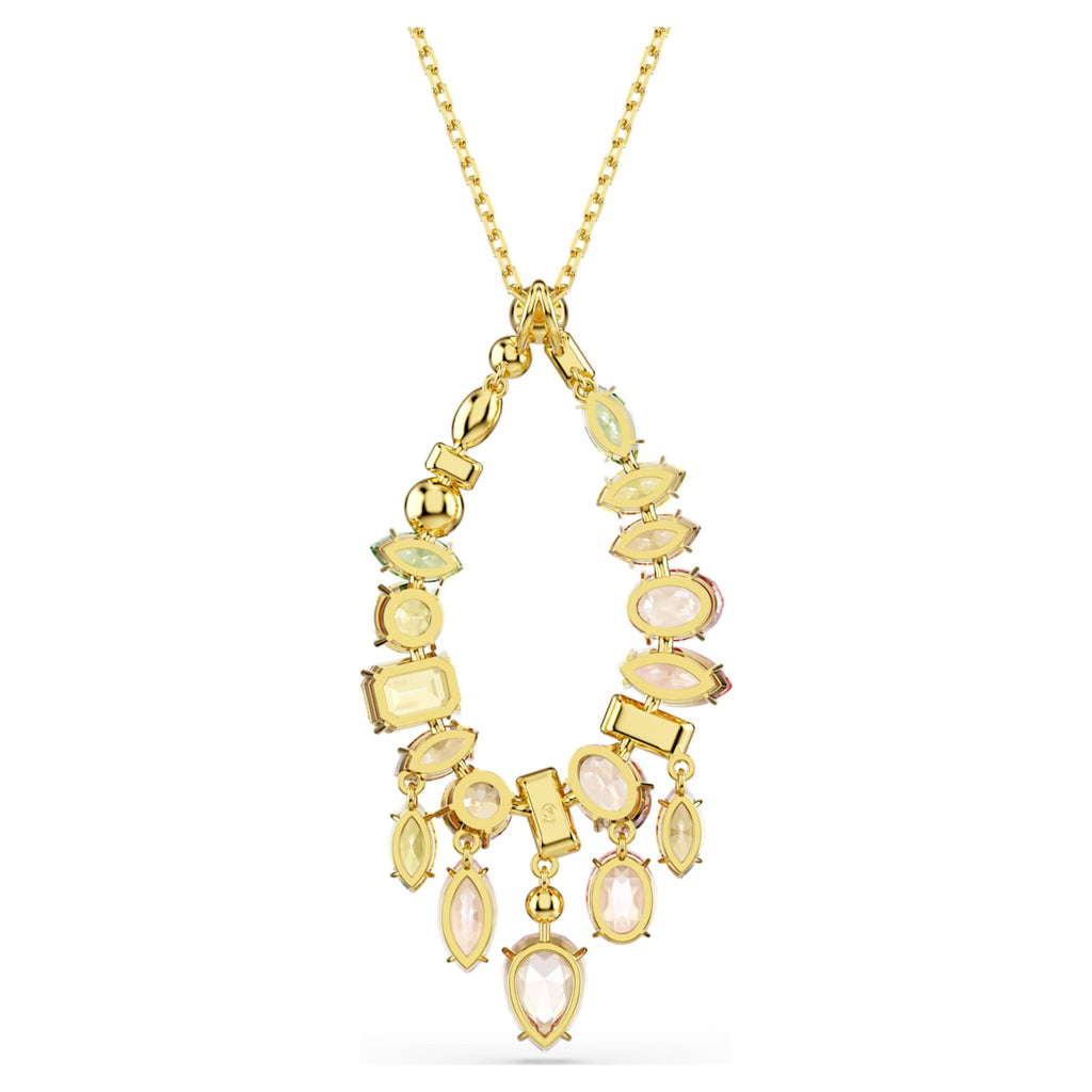 Swarovski Gema pendant Mixed cuts, Multicolored, 18K gold finish