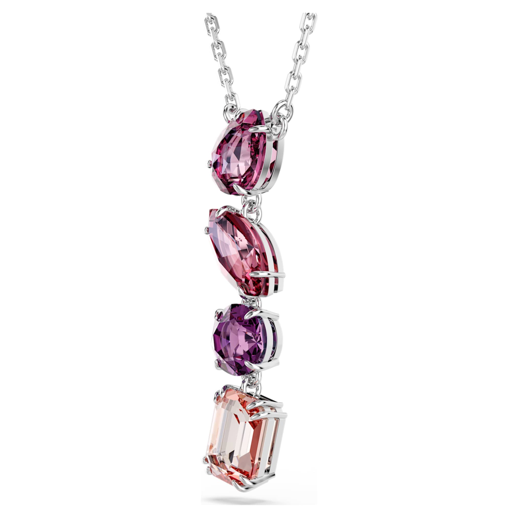 Swarovski Gema pendant Mixed cuts, Pink, Rhodium plated