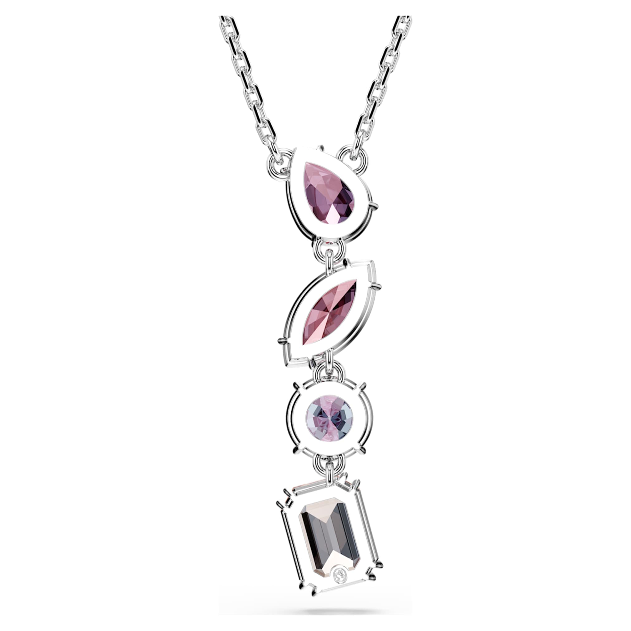 Swarovski Gema pendant Mixed cuts, Pink, Rhodium plated