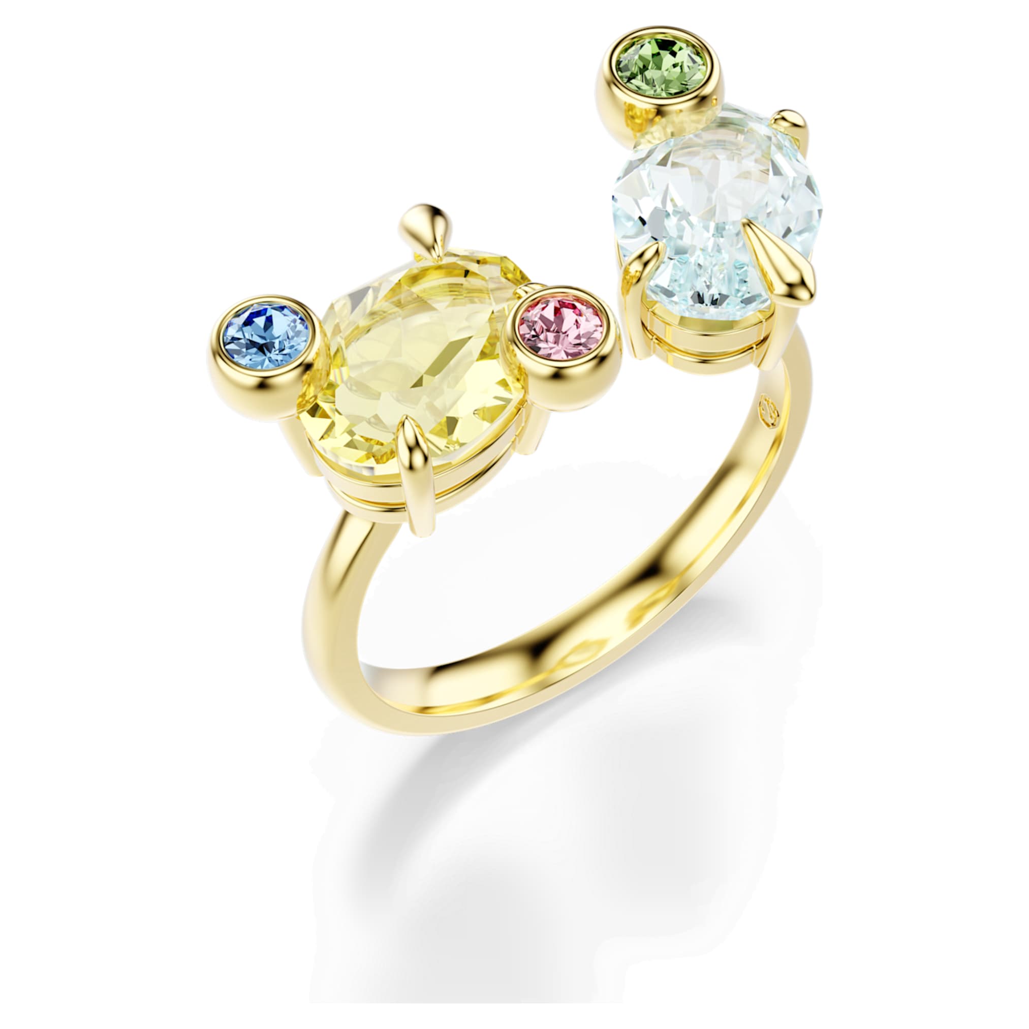 Swarovski Gema ring Set (3), Mixed cuts, Multicolored, 18K gold finish