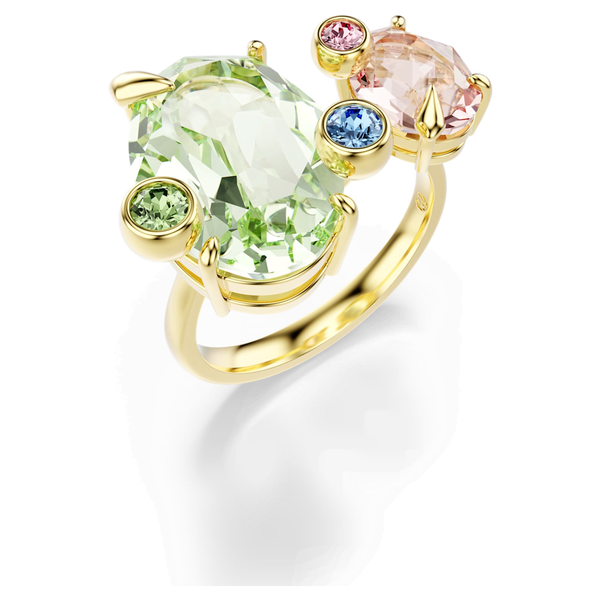 Swarovski Gema ring Set (3), Mixed cuts, Multicolored, 18K gold finish