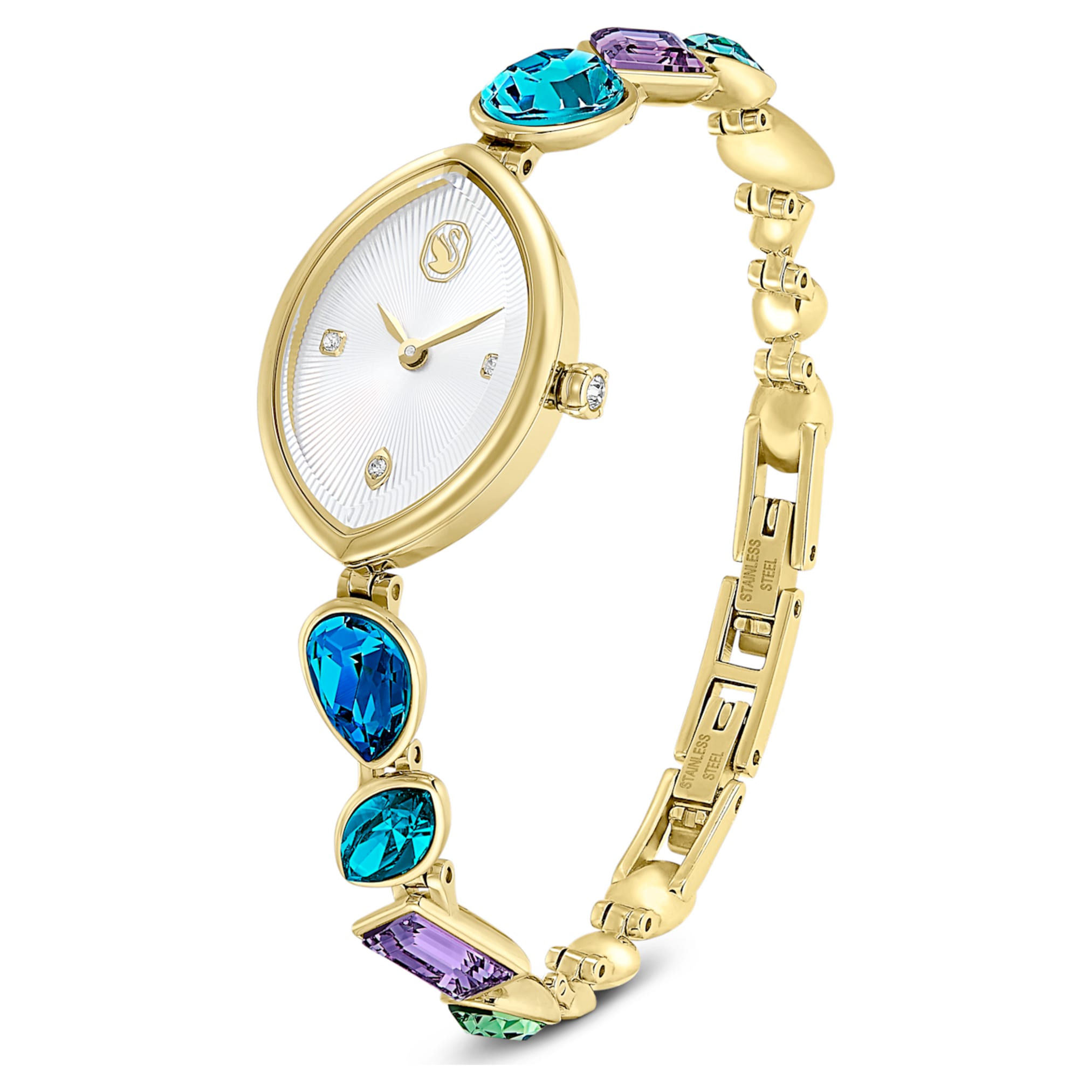 Swarovski Gema watch Crystal bracelet, Gold tone, Gold-tone finish