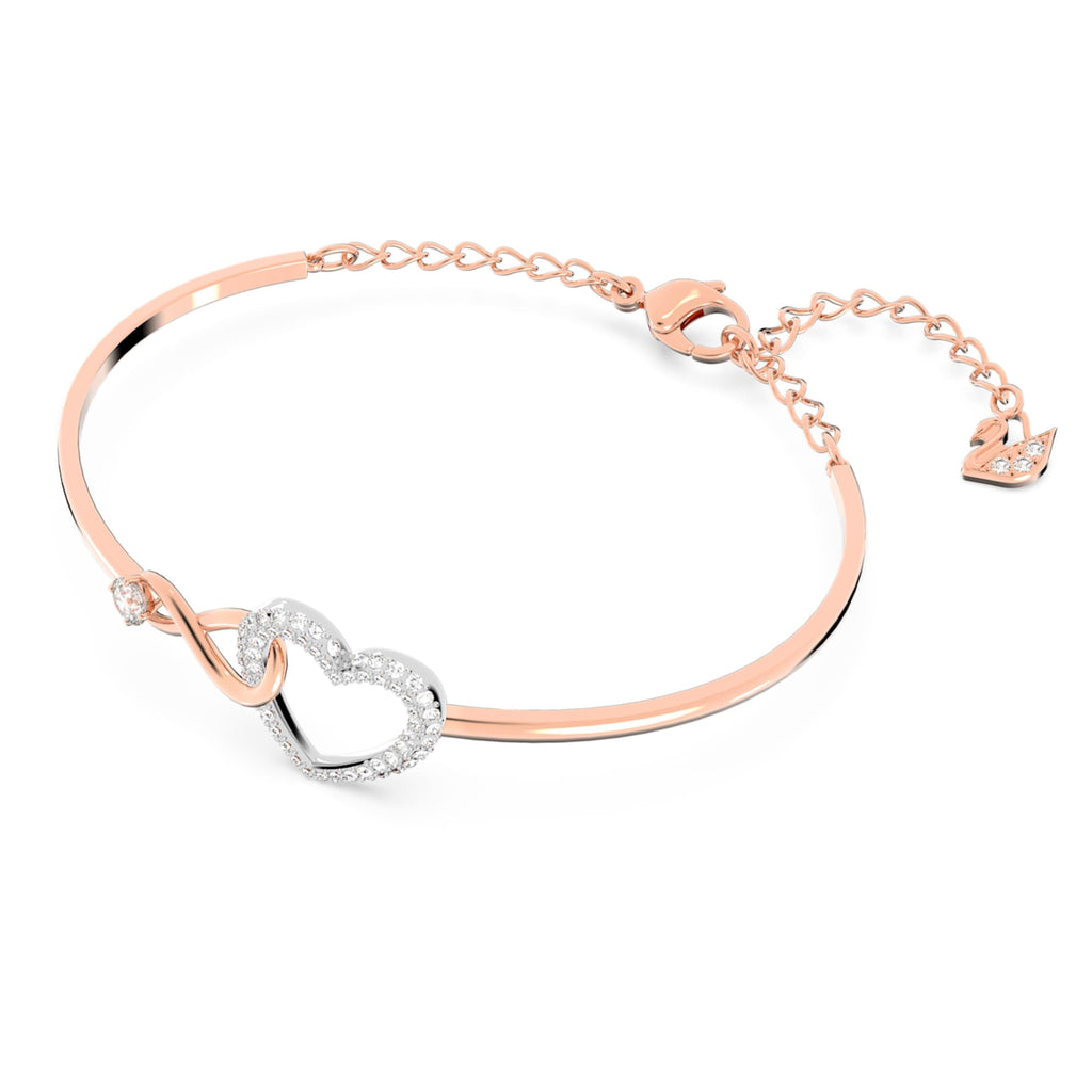 Swarovski Hyperbola bangle Infinity and heart, White, Mixed metal finish