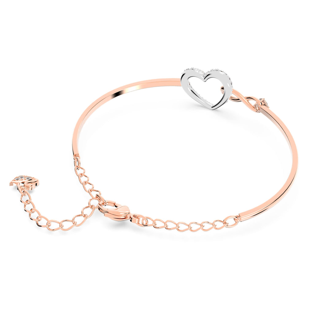 Swarovski Hyperbola bangle Infinity and heart, White, Mixed metal finish