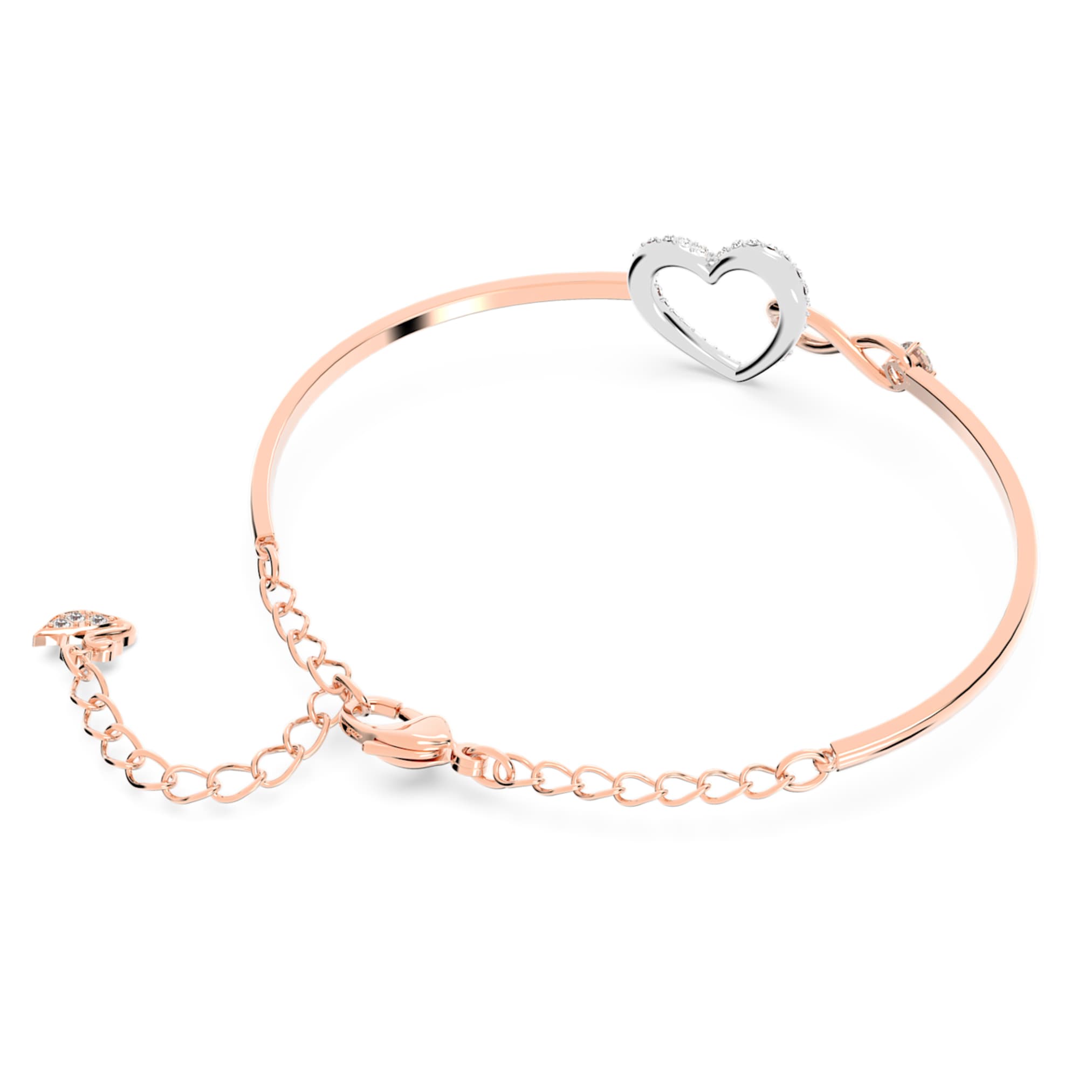 Swarovski Hyperbola bangle Infinity and heart, White, Mixed metal finish