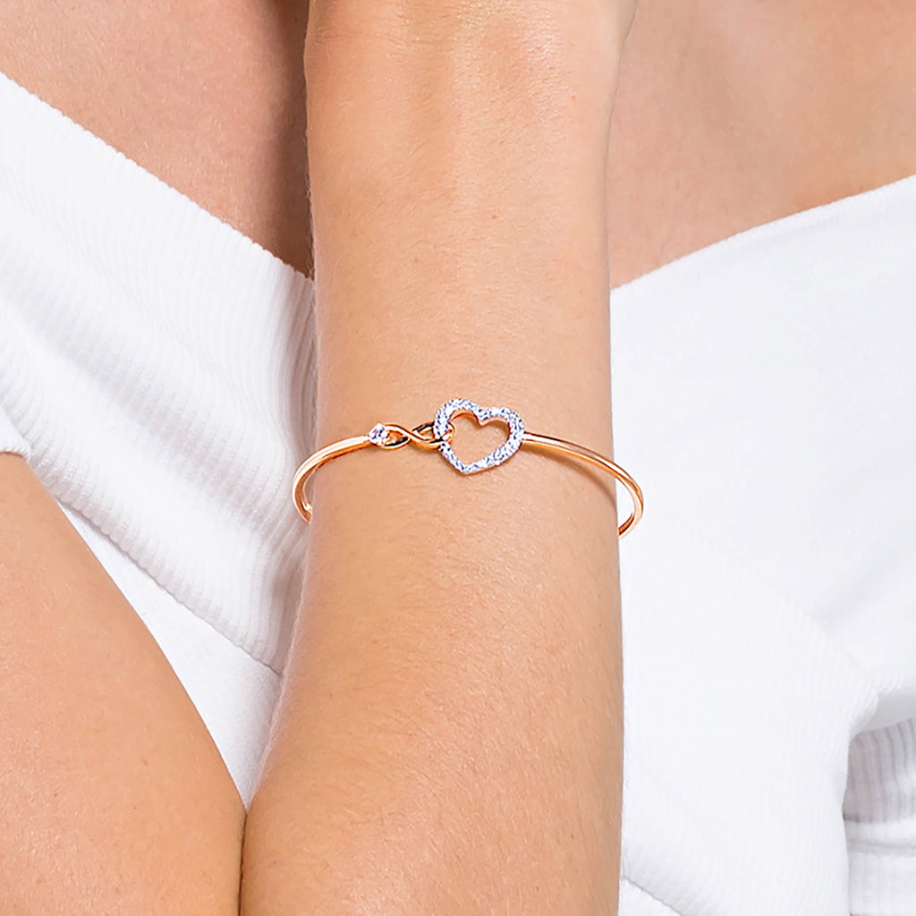 Swarovski Hyperbola bangle Infinity and heart, White, Mixed metal finish