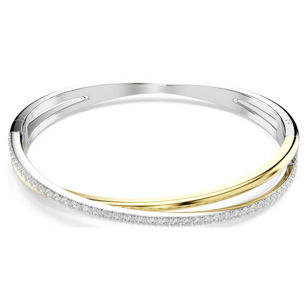 Swarovski Hyperbola bangle Round cut, White, Mixed metal finish