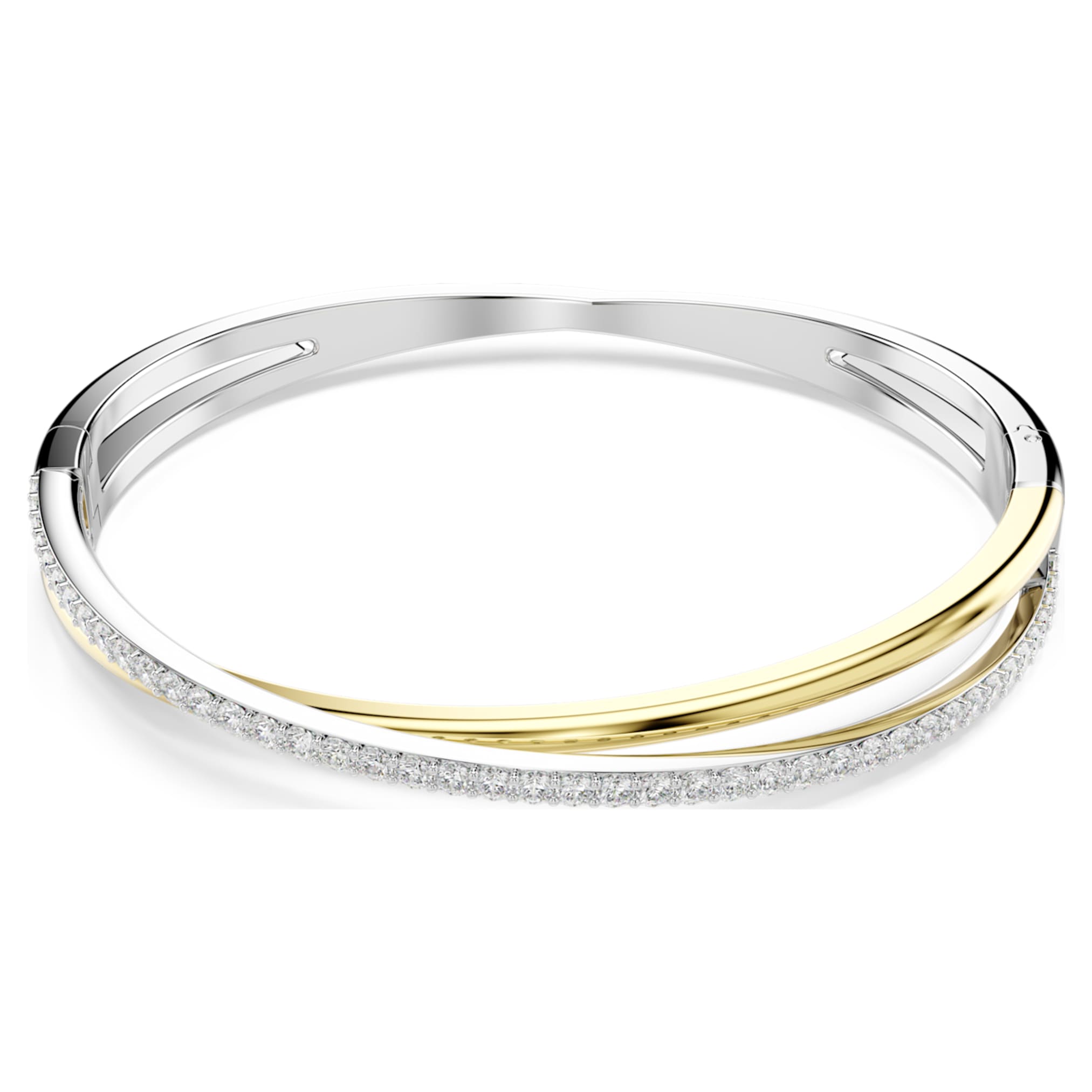 Swarovski Hyperbola bangle Round cut, White, Mixed metal finish