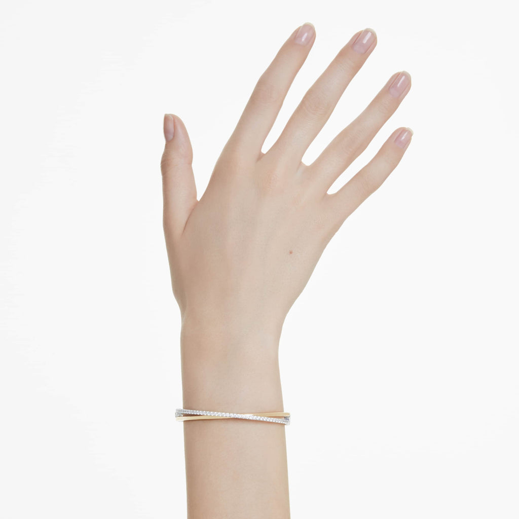 Swarovski Hyperbola bangle Round cut, White, Mixed metal finish