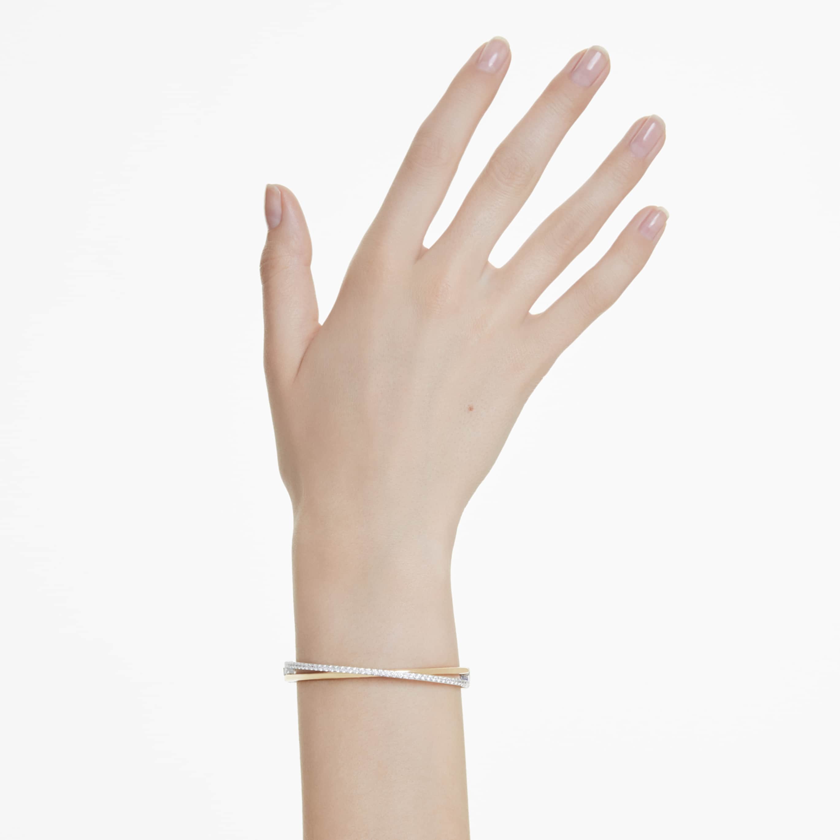 Swarovski Hyperbola bangle Round cut, White, Mixed metal finish