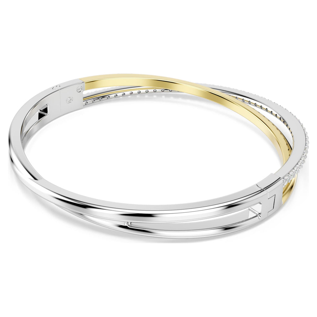 Swarovski Hyperbola bangle Round cut, White, Mixed metal finish