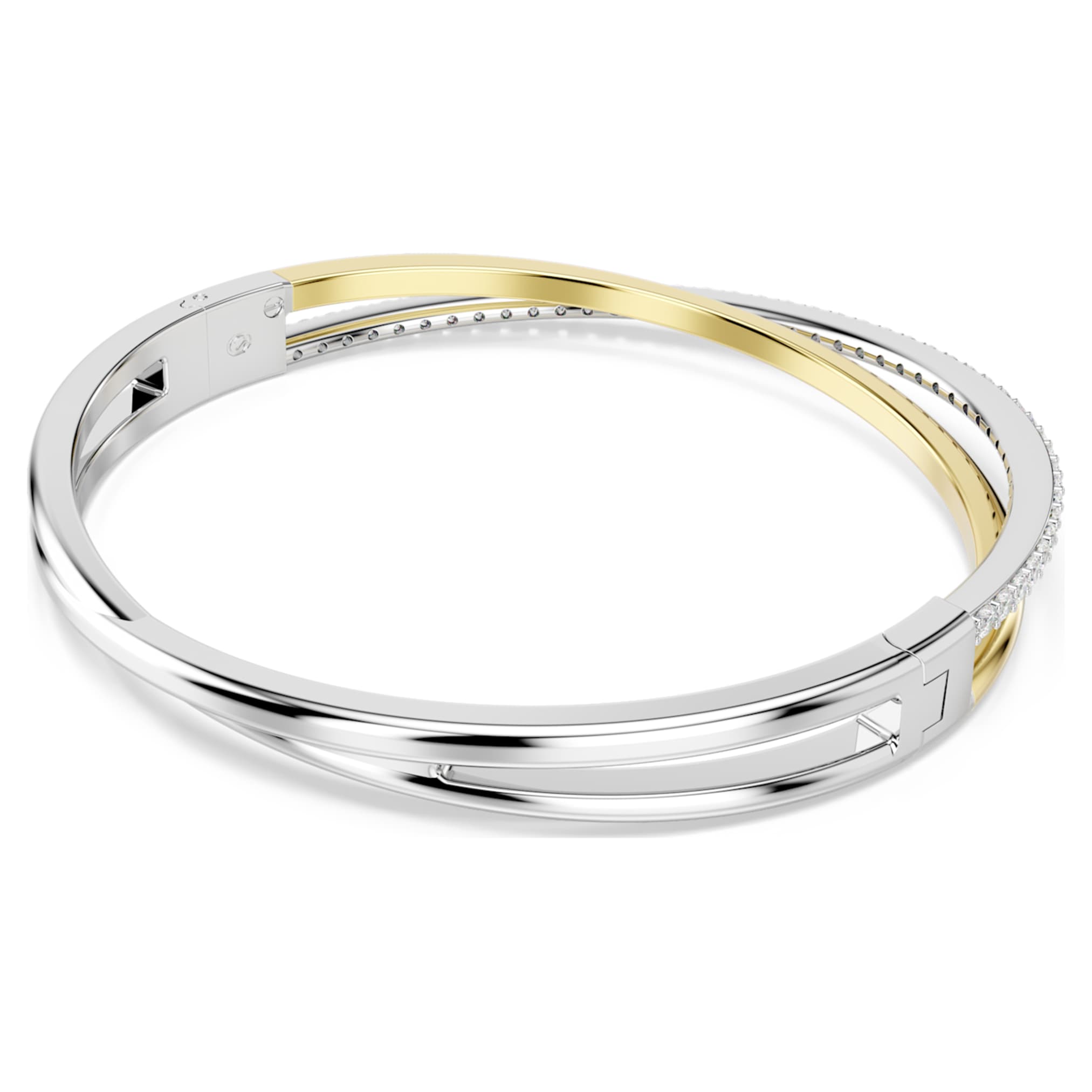 Swarovski Hyperbola bangle Round cut, White, Mixed metal finish