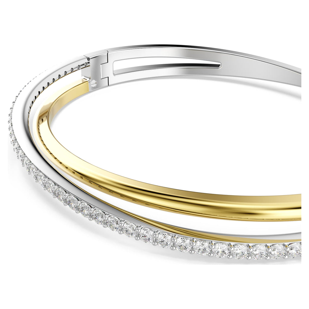 Swarovski Hyperbola bangle Round cut, White, Mixed metal finish