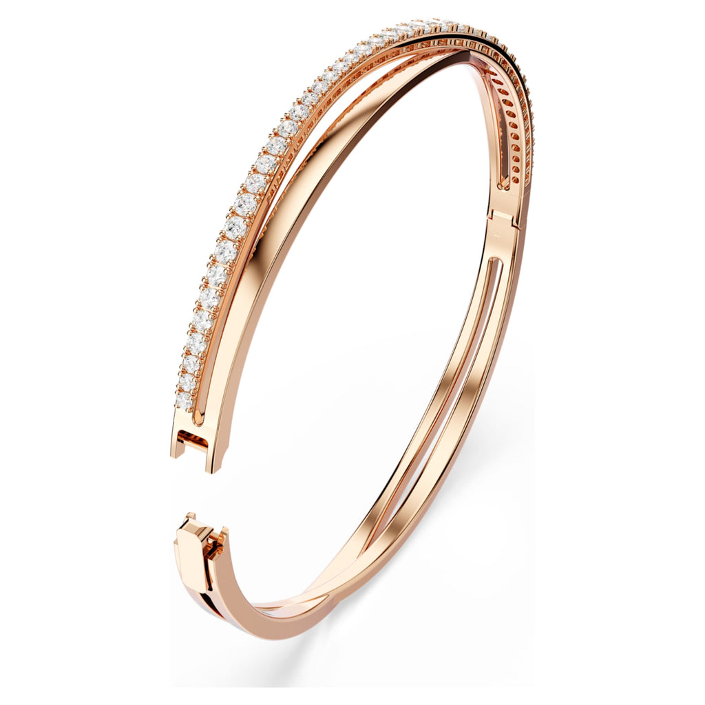 Swarovski Hyperbola bangle White, 18K rose gold finish