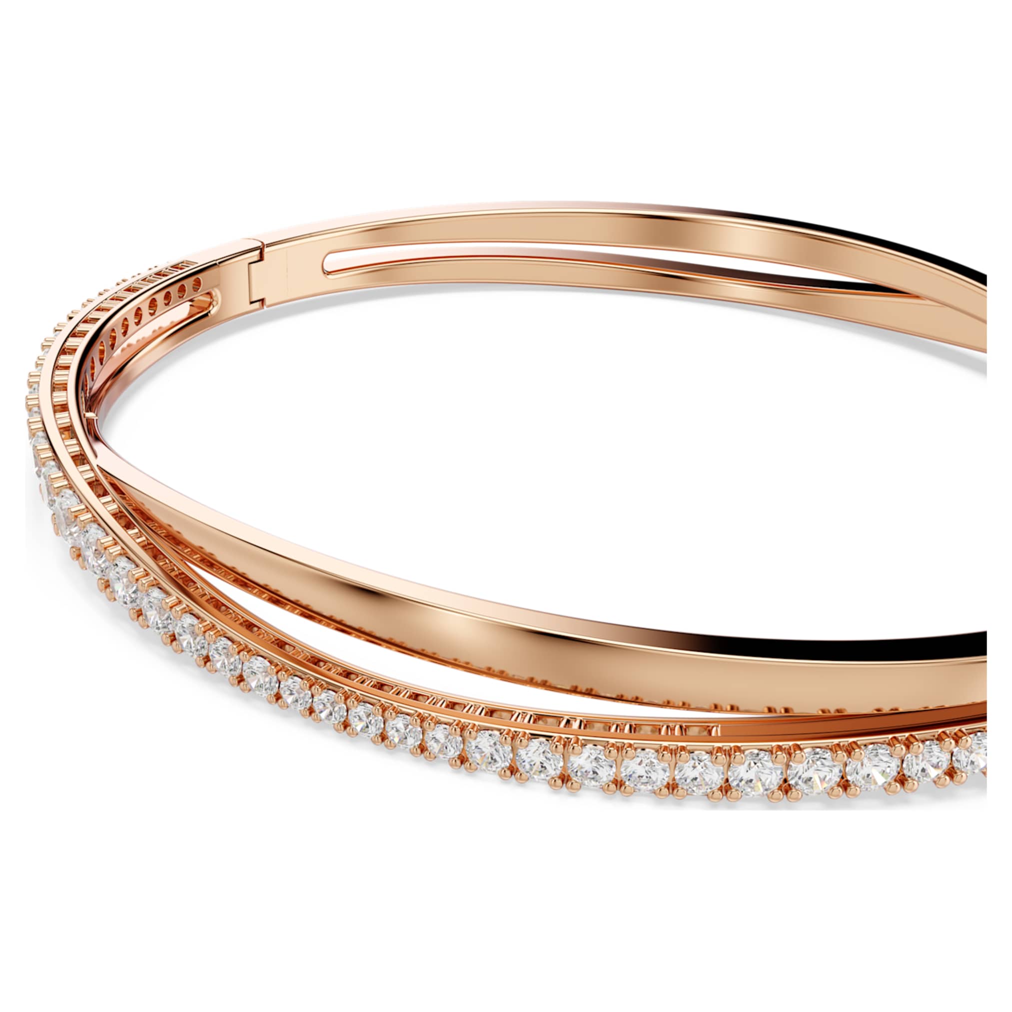 Swarovski Hyperbola bangle White, 18K rose gold finish