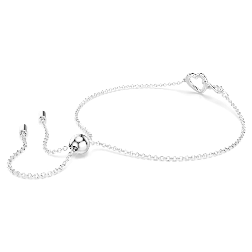 Swarovski Hyperbola bracelet Infinity and heart, White, Rhodium plated