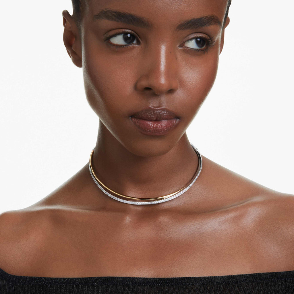 Swarovski Hyperbola choker Round cut, White, Mixed metal finish