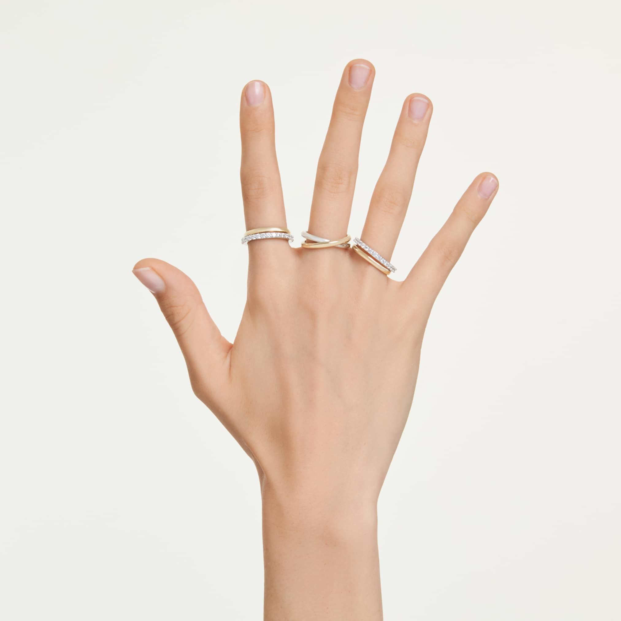 Swarovski Hyperbola cocktail ring Round cut, White, Mixed metal finish