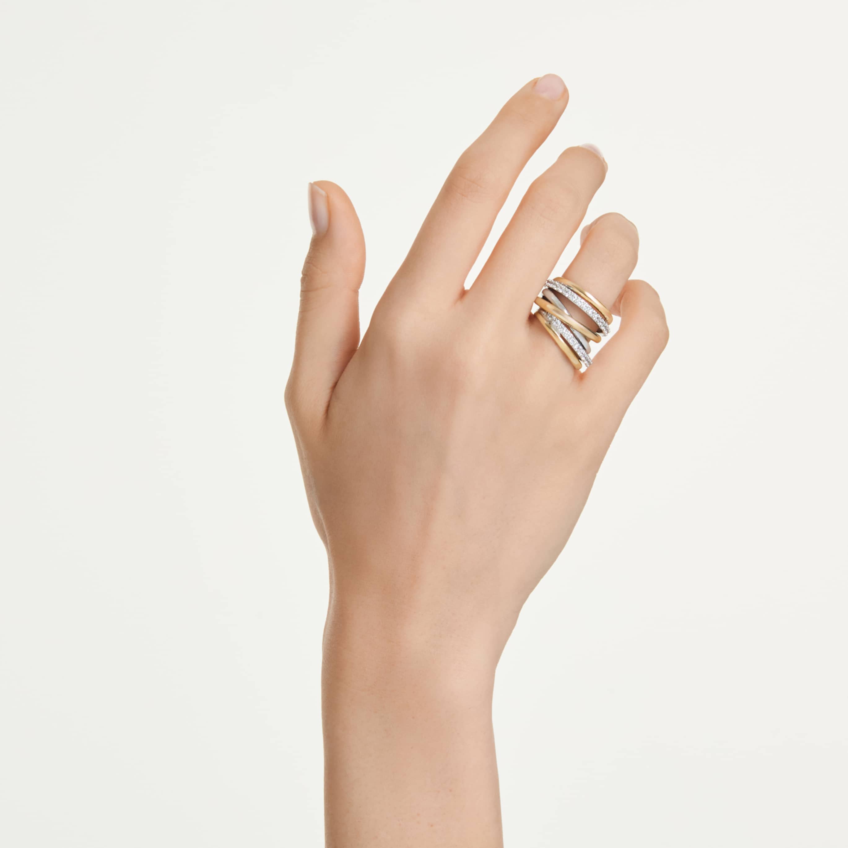 Swarovski Hyperbola cocktail ring Round cut, White, Mixed metal finish