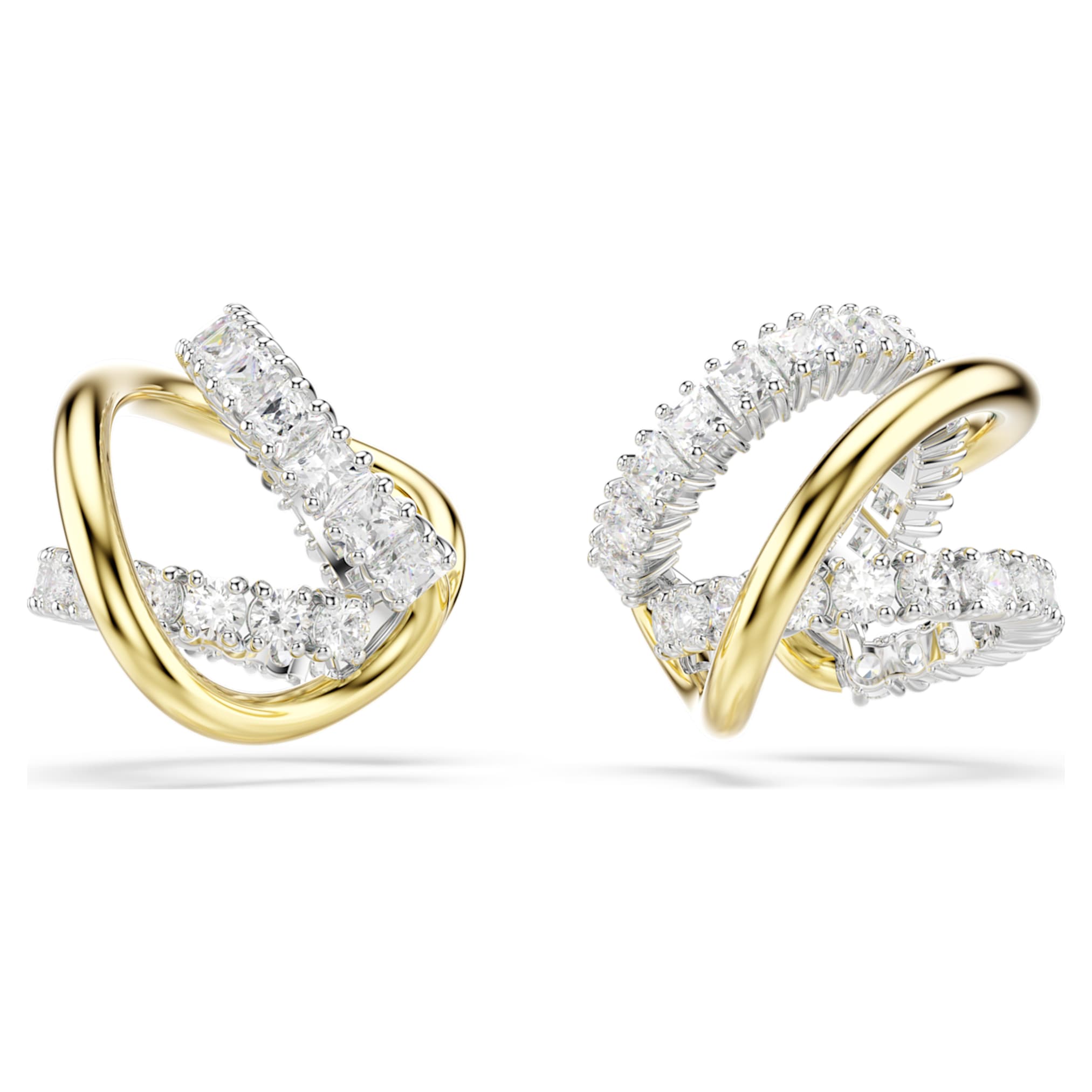 Swarovski Hyperbola ear cuffs Mixed cuts, White, Mixed metal finish
