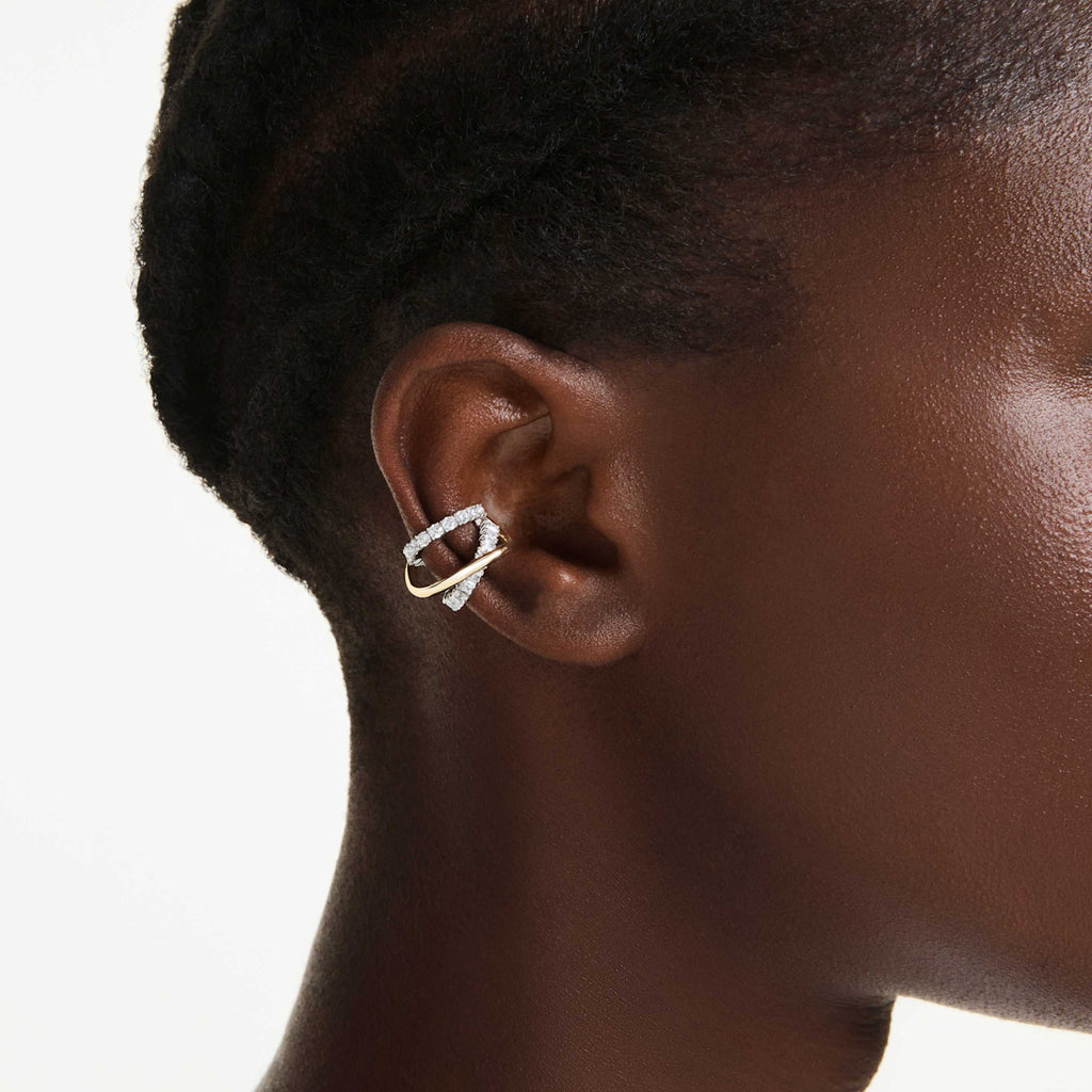 Swarovski Hyperbola ear cuffs Mixed cuts, White, Mixed metal finish