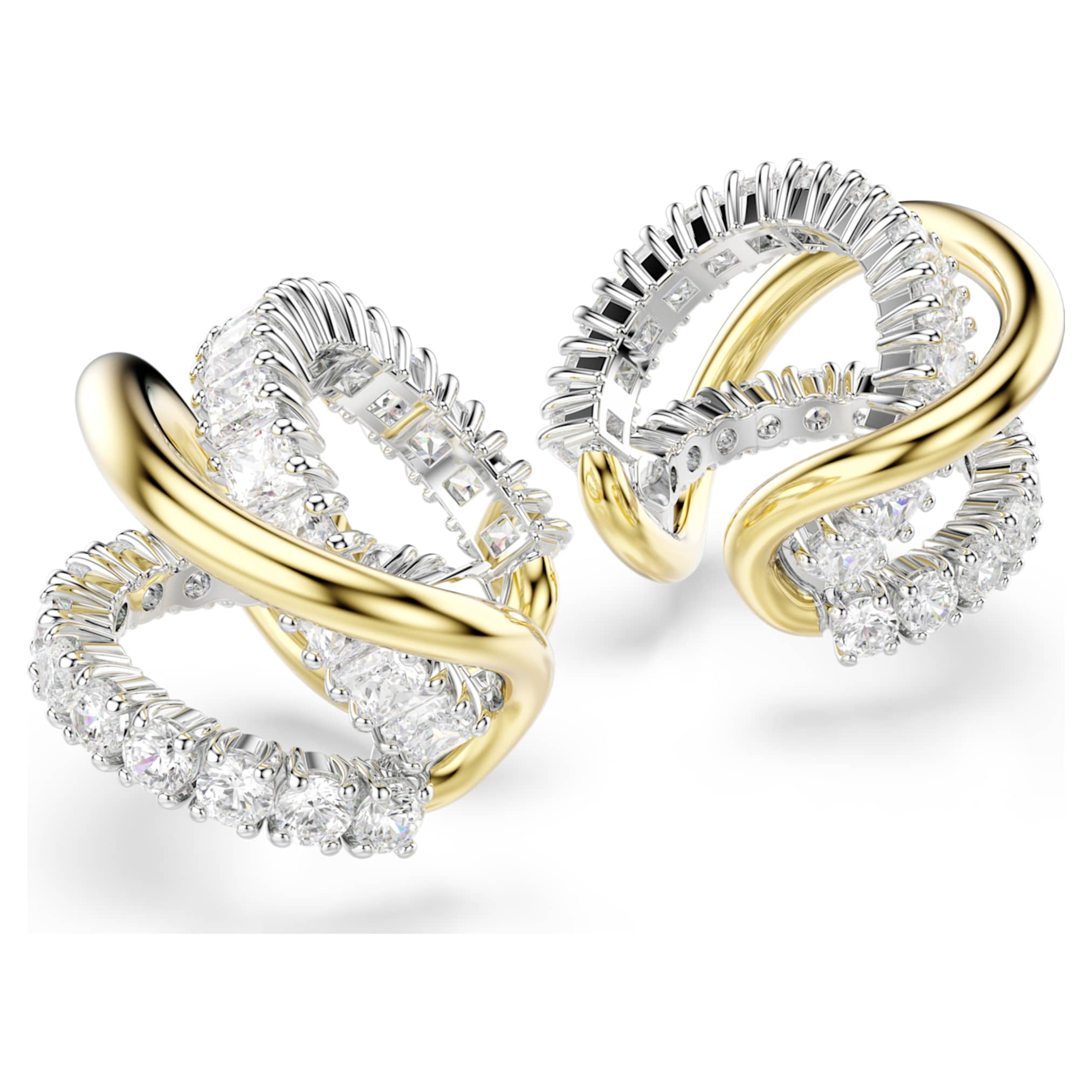 Swarovski Hyperbola ear cuffs Mixed cuts, White, Mixed metal finish