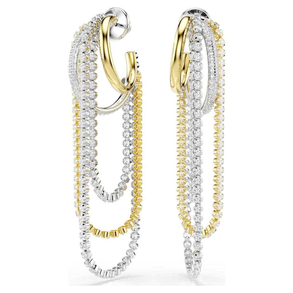 Swarovski Hyperbola earrings Layered, Round cut, White, Mixed metal finish