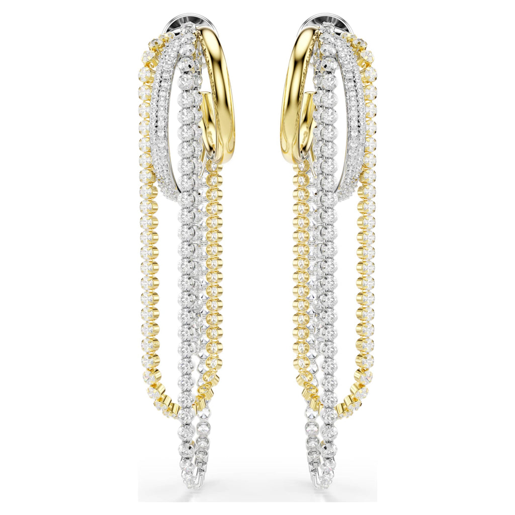 Swarovski Hyperbola earrings Layered, Round cut, White, Mixed metal finish