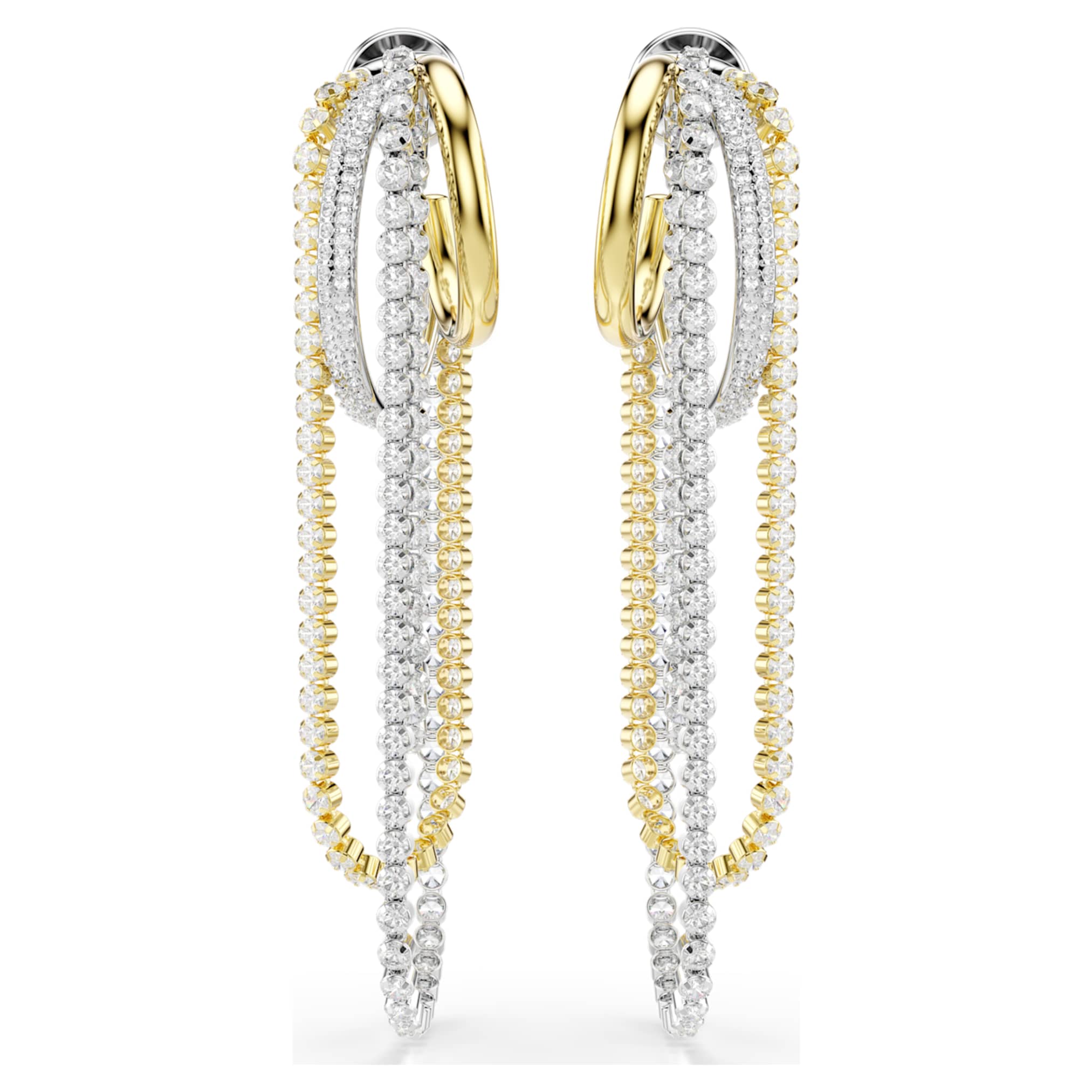 Swarovski Hyperbola earrings Layered, Round cut, White, Mixed metal finish