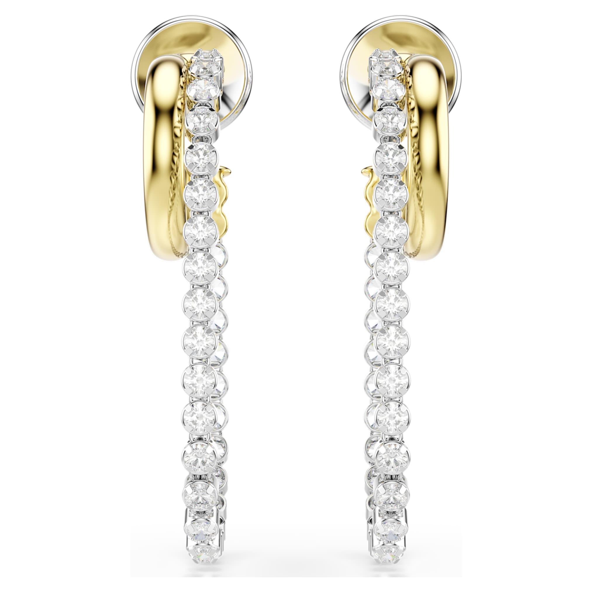 Swarovski Hyperbola earrings Round cut, White, Mixed metal finish