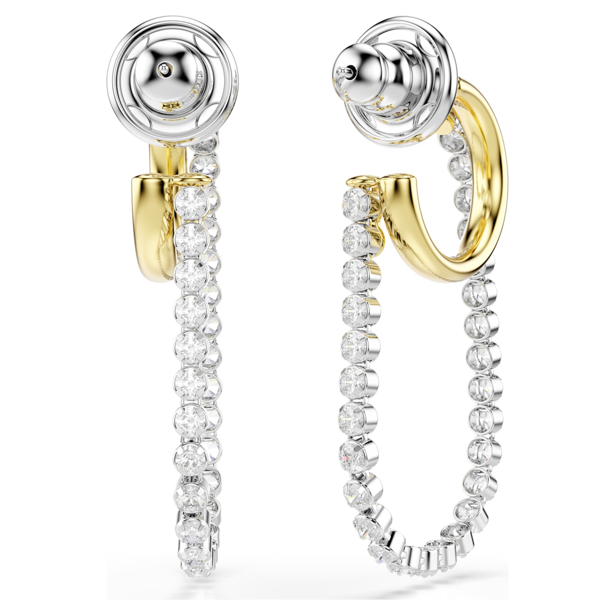 Swarovski Hyperbola earrings Round cut, White, Mixed metal finish