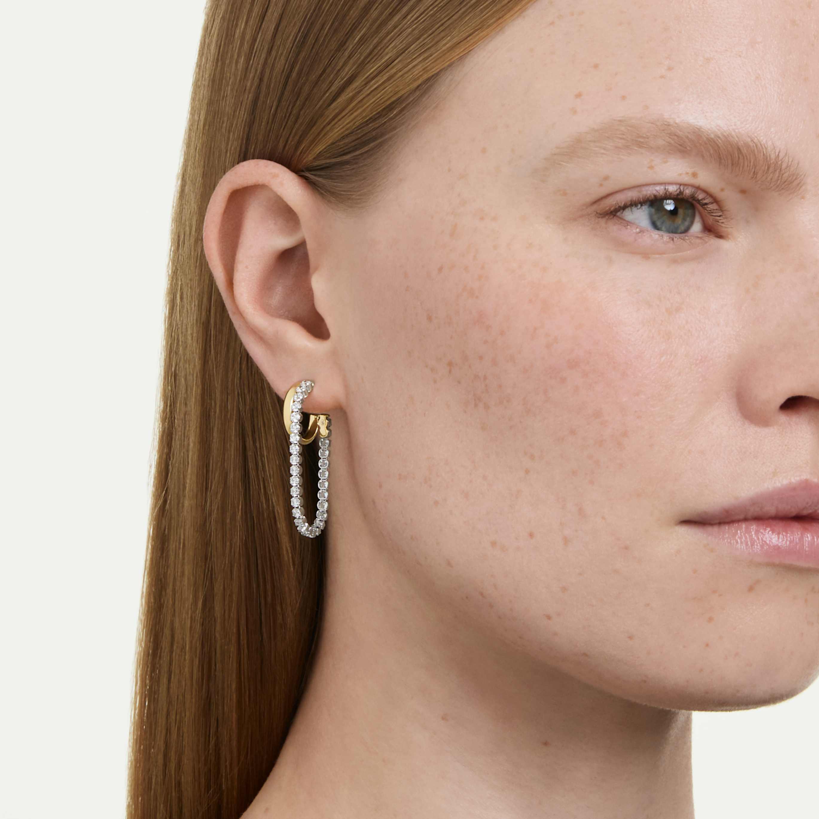 Swarovski Hyperbola earrings Round cut, White, Mixed metal finish