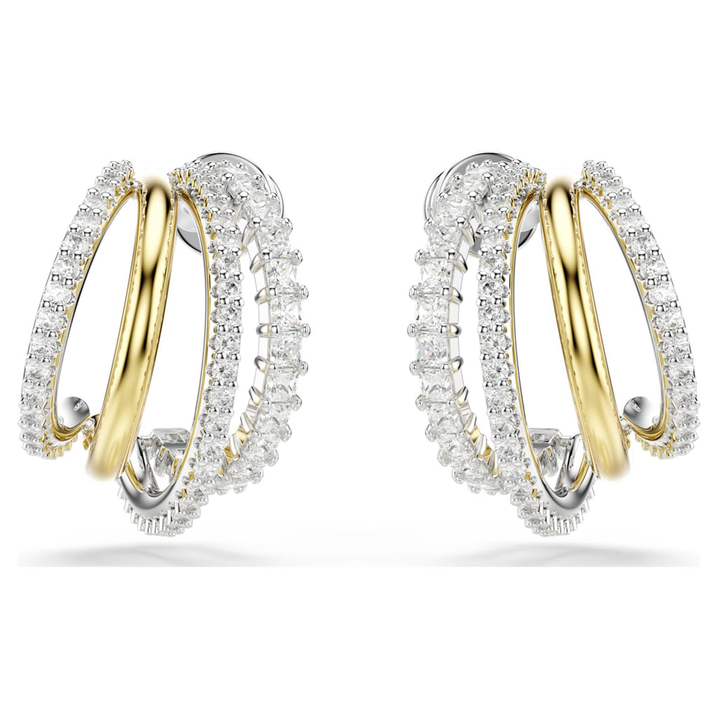Swarovski Hyperbola hoop earrings Mixed cuts, Mini, White, Mixed metal finish