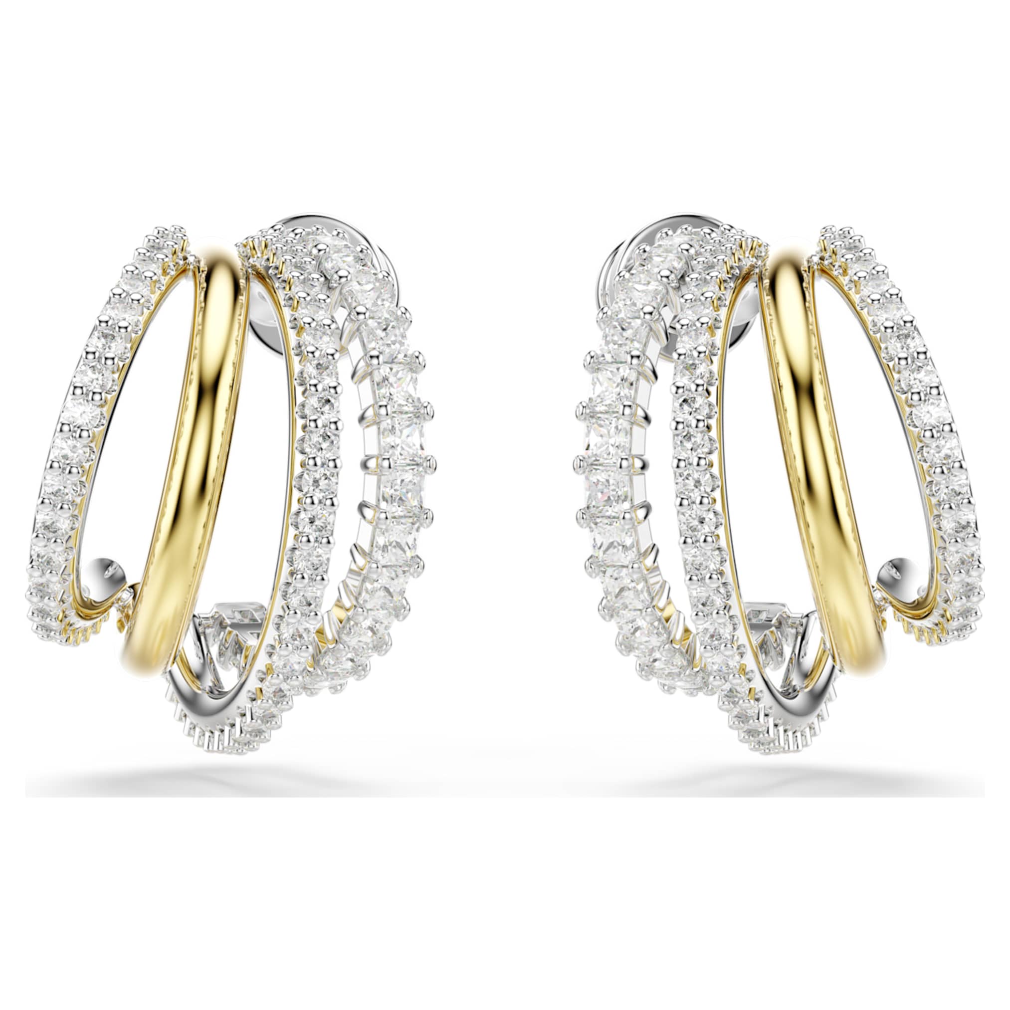Swarovski Hyperbola hoop earrings Mixed cuts, Mini, White, Mixed metal finish