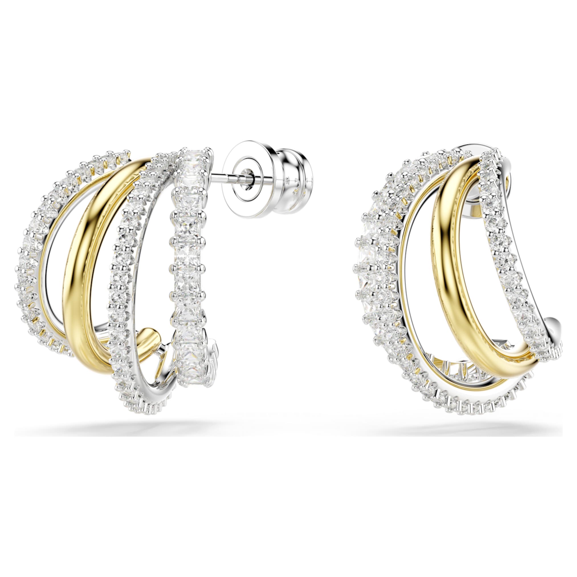 Swarovski Hyperbola hoop earrings Mixed cuts, Mini, White, Mixed metal finish