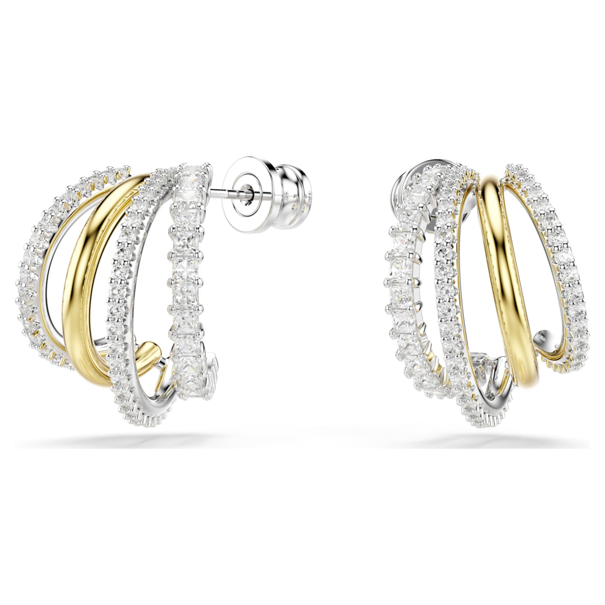 Swarovski Hyperbola hoop earrings Mixed cuts, Mini, White, Mixed metal finish