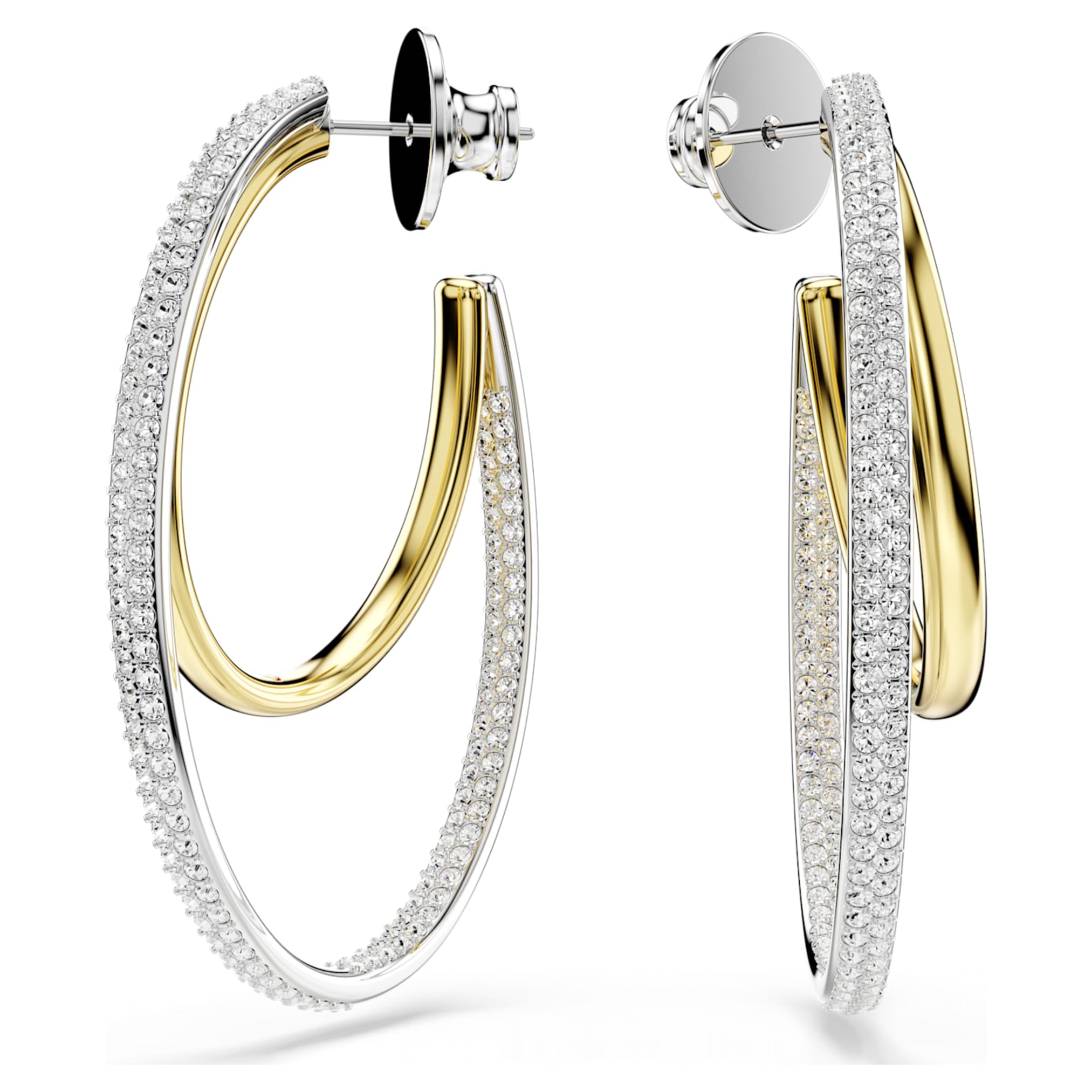 Swarovski Hyperbola hoop earrings Round cut, Medium, White, Mixed metal finish
