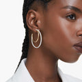 Swarovski Hyperbola hoop earrings Round cut, Medium, White, Mixed metal finish