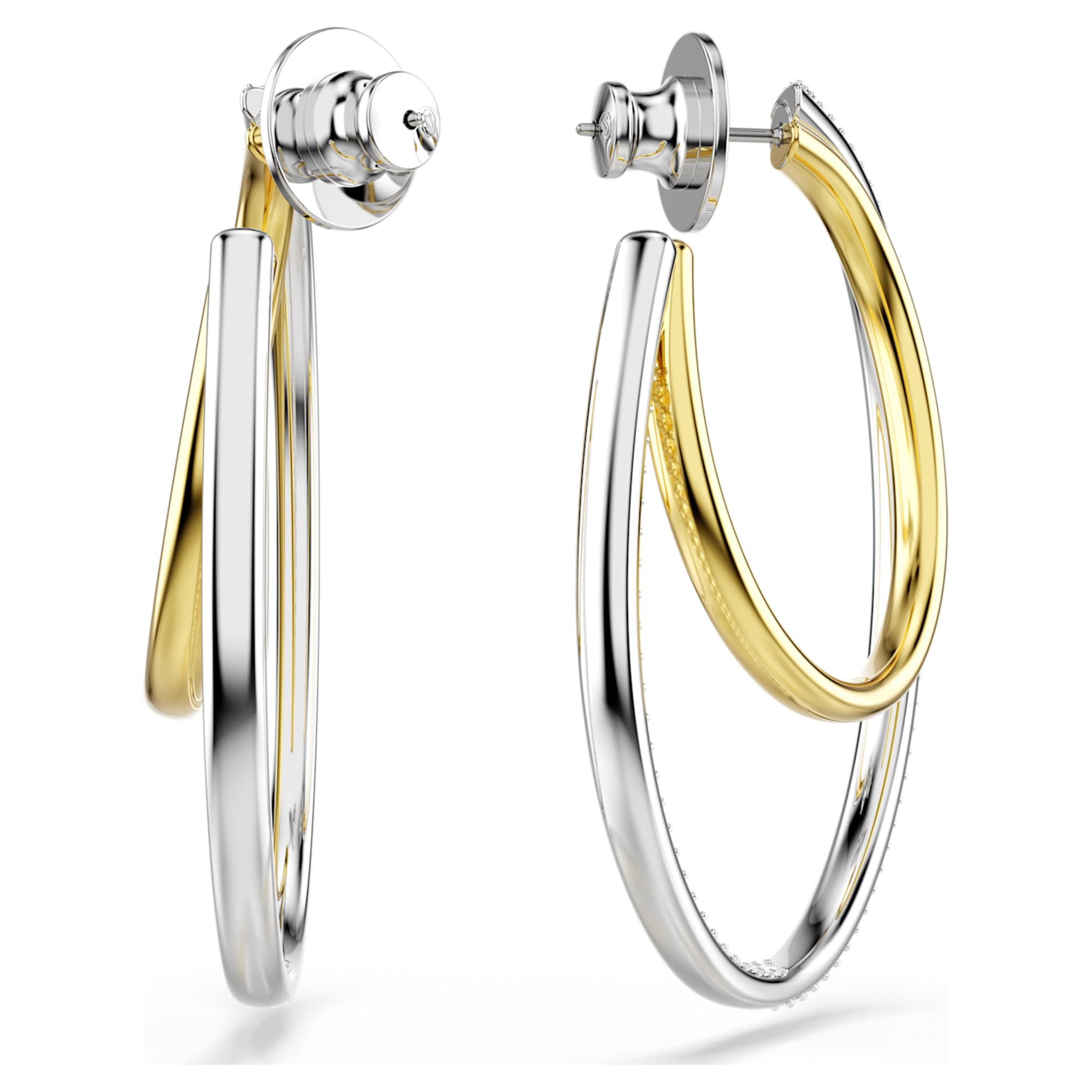 Swarovski Hyperbola hoop earrings Round cut, Medium, White, Mixed metal finish
