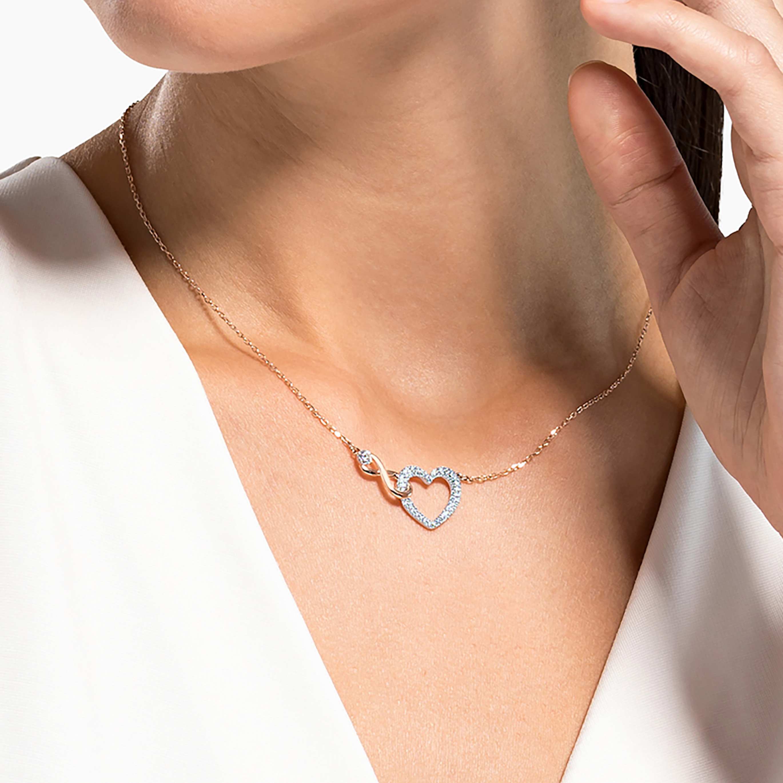 Swarovski Hyperbola necklace Infinity and heart, White, Mixed metal finish