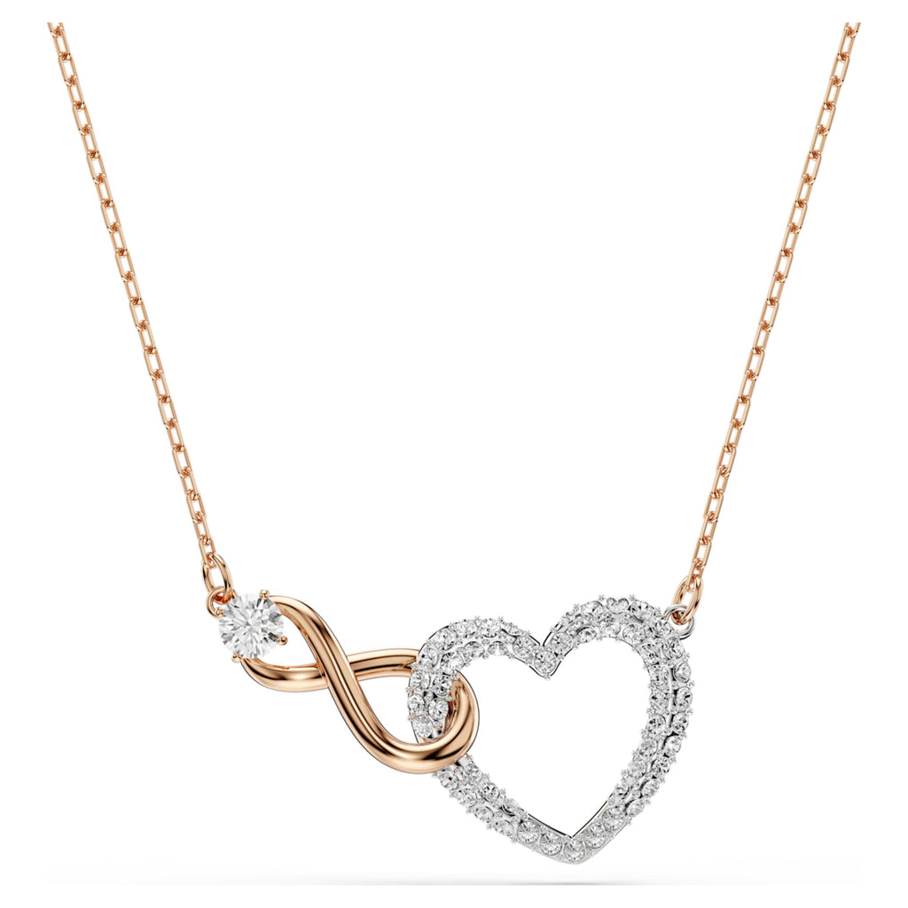 Swarovski Hyperbola necklace Infinity and heart, White, Mixed metal finish