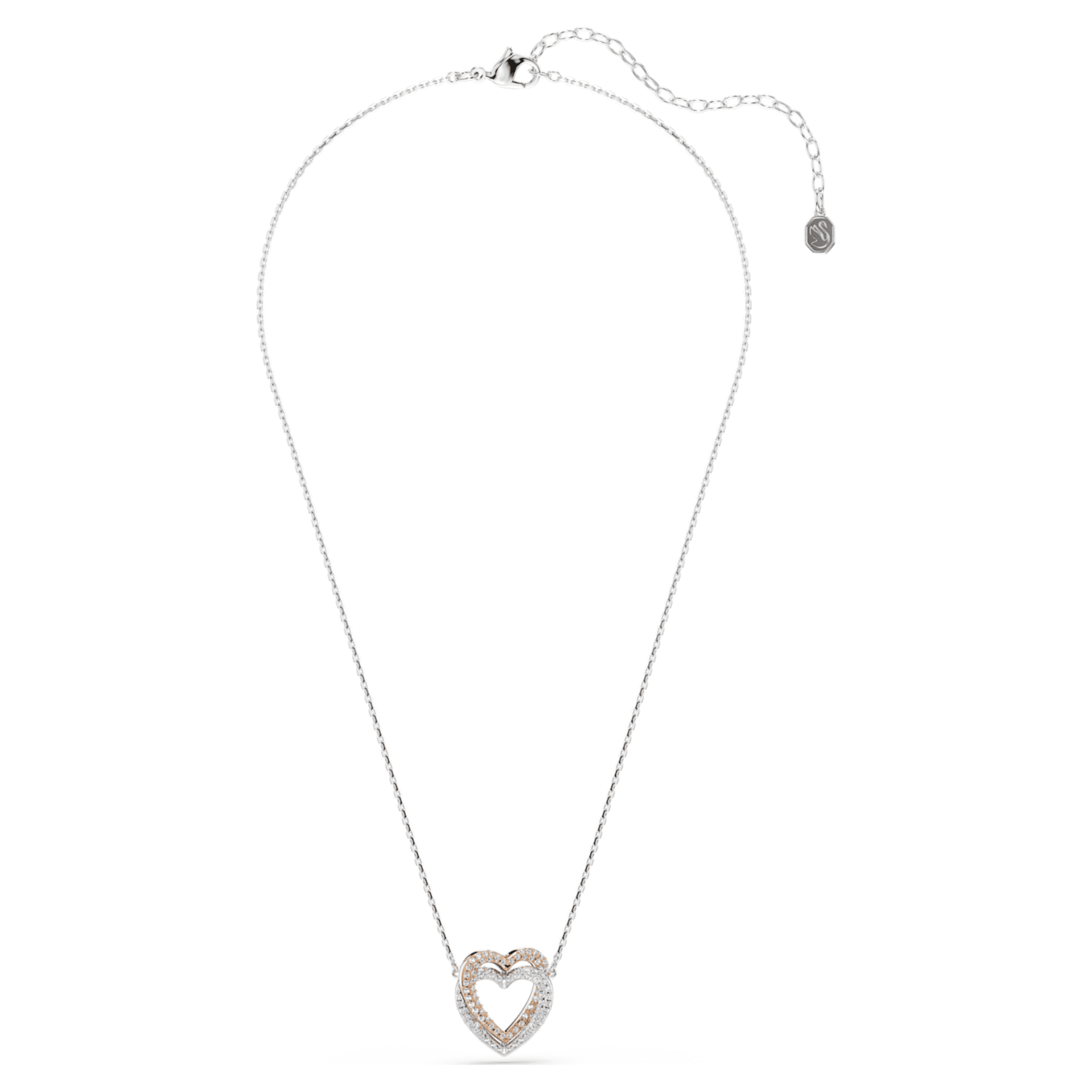 Swarovski Hyperbola necklace Round cut, Heart, White, Mixed metal finish