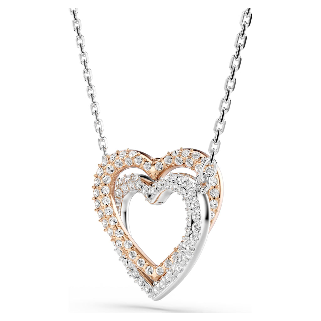 Swarovski Hyperbola necklace Round cut, Heart, White, Mixed metal finish